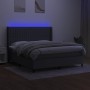 Box spring bed mattress and LED lights dark gray fabric 180x200 cm by vidaXL, Beds and slatted bases - Ref: Foro24-3138494, P...