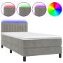 Box spring bed with mattress and LED light gray velvet 90x200 cm by vidaXL, Beds and slatted bases - Ref: Foro24-3134501, Pri...