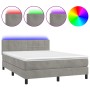 Cama box spring colchón y LED terciopelo gris claro 140x190 cm de vidaXL, Camas y somieres - Ref: Foro24-3134399, Precio: 476...