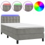 Cama box spring colchón y LED terciopelo gris claro 90x200 cm de vidaXL, Camas y somieres - Ref: Foro24-3134621, Precio: 311,...