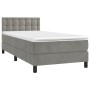 Box spring bed with mattress and LED light gray velvet 90x200 cm by vidaXL, Beds and slatted bases - Ref: Foro24-3134621, Pri...