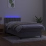 Cama box spring colchón y LED terciopelo gris claro 90x200 cm de vidaXL, Camas y somieres - Ref: Foro24-3134621, Precio: 311,...