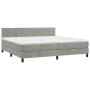 Cama box spring colchón y LED terciopelo gris claro 200x200 cm de vidaXL, Camas y somieres - Ref: Foro24-3134543, Precio: 563...