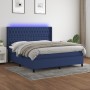 Cama box spring colchón y luces LED tela azul 160x200 cm de vidaXL, Camas y somieres - Ref: Foro24-3138571, Precio: 621,71 €,...