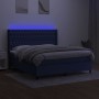 Boxspringbettmatratze und LED-Leuchten aus blauem Stoff 160x200 cm von vidaXL, Betten und Lattenroste - Ref: Foro24-3138571, ...