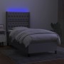 Box spring bed mattress and LED lights light gray fabric 90x190 cm by vidaXL, Beds and slatted bases - Ref: Foro24-3138517, P...