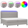 Cama box spring con colchón tela y LED gris claro 200x200 cm de vidaXL, Camas y somieres - Ref: Foro24-3138581, Precio: 706,6...