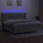 Cama box spring con colchón tela y LED gris claro 200x200 cm de vidaXL, Camas y somieres - Ref: Foro24-3138581, Precio: 706,6...