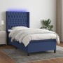 Boxspringbettmatratze und LED-Leuchten aus blauem Stoff 90x200 cm von vidaXL, Betten und Lattenroste - Ref: Foro24-3138531, P...