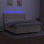 Box spring bed mattress and LED lights cream fabric 160x200 cm by vidaXL, Beds and slatted bases - Ref: Foro24-3138570, Price...