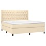 Box spring bed mattress and LED lights cream fabric 160x200 cm by vidaXL, Beds and slatted bases - Ref: Foro24-3138570, Price...