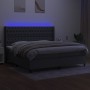 Box spring bed mattress and LED lights light gray fabric 200x200 cm by vidaXL, Beds and slatted bases - Ref: Foro24-3138582, ...