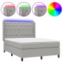 Cama box spring colchón y luces LED tela gris claro 140x190 cm de vidaXL, Camas y somieres - Ref: Foro24-3138549, Precio: 609...