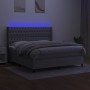 Boxspringbettmatratze und LED-Leuchten aus hellgrauem Stoff 160x200 cm von vidaXL, Betten und Lattenroste - Ref: Foro24-31385...