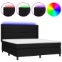 Box spring bed mattress and LED lights black fabric 180x200 cm by vidaXL, Beds and slatted bases - Ref: Foro24-3138575, Price...