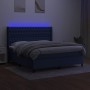 Box spring bed mattress and LED lights blue fabric 180x200 cm by vidaXL, Beds and slatted bases - Ref: Foro24-3138579, Price:...