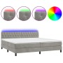 Cama box spring colchón y LED terciopelo gris claro 200x200 cm de vidaXL, Camas y somieres - Ref: Foro24-3134603, Precio: 623...