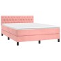 Cama box spring colchón y LED terciopelo rosa 140x200 cm de vidaXL, Camas y somieres - Ref: Foro24-3134590, Precio: 441,83 €,...