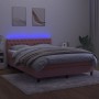 Cama box spring colchón y LED terciopelo rosa 140x200 cm de vidaXL, Camas y somieres - Ref: Foro24-3134590, Precio: 441,83 €,...