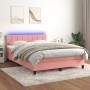 Cama box spring colchón y LED terciopelo rosa 140x200 cm de vidaXL, Camas y somieres - Ref: Foro24-3134410, Precio: 462,53 €,...