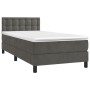 Box spring bed with mattress and LED dark gray velvet 100x200 cm by vidaXL, Beds and slatted bases - Ref: Foro24-3134628, Pri...