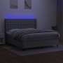 Boxspringbettmatratze und LED-Leuchten aus hellgrauem Stoff 180x200 cm von vidaXL, Betten und Lattenroste - Ref: Foro24-31386...