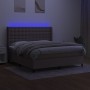 Boxspringbett mit Matratze und LED-Leuchten taupegrauer Stoff 180x200 cm von vidaXL, Betten und Lattenroste - Ref: Foro24-313...