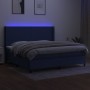 Boxspringbettmatratze und LED-Leuchten aus blauem Stoff 200x200 cm von vidaXL, Betten und Lattenroste - Ref: Foro24-3138187, ...