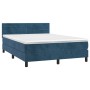 Box spring bed with mattress and LED dark blue velvet 140x190 cm by vidaXL, Beds and slatted bases - Ref: Foro24-3134463, Pri...