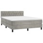 Box spring bed with mattress and LED light gray velvet 140x200 cm by vidaXL, Beds and slatted bases - Ref: Foro24-3134585, Pr...