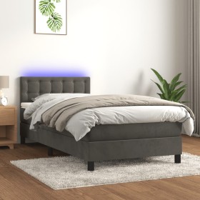 Boxspringbett mit Matratze und dunkelgrauem LED-Samt 90x200 cm von vidaXL, Betten und Lattenroste - Ref: Foro24-3134622, Prei...