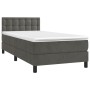 Box spring bed with mattress and LED dark gray velvet 90x200 cm by vidaXL, Beds and slatted bases - Ref: Foro24-3134622, Pric...