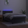 Box spring bed with mattress and LED dark gray velvet 90x200 cm by vidaXL, Beds and slatted bases - Ref: Foro24-3134622, Pric...