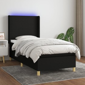 Boxspringbettmatratze und LED-Leuchten aus schwarzem Stoff 90x200 cm von vidaXL, Betten und Lattenroste - Ref: Foro24-3138687...