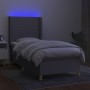 Boxspringbettmatratze und LED-Leuchten hellgrauer Stoff 100x200 cm von vidaXL, Betten und Lattenroste - Ref: Foro24-3138693, ...