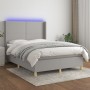 Box spring bed mattress and LED lights light gray fabric 140x200 cm by vidaXL, Beds and slatted bases - Ref: Foro24-3138717, ...