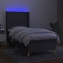 Boxspringbettmatratze und LED-Leuchten dunkelgrauer Stoff 80x200 cm von vidaXL, Betten und Lattenroste - Ref: Foro24-3138670,...