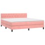 Box spring bed with mattress and LED pink velvet 180x200 cm by vidaXL, Beds and slatted bases - Ref: Foro24-3134602, Price: 5...