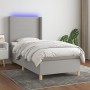 Box spring bed mattress and LED lights light gray fabric 90x190 cm by vidaXL, Beds and slatted bases - Ref: Foro24-3138677, P...