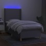 Box spring bed mattress and LED lights light gray fabric 90x190 cm by vidaXL, Beds and slatted bases - Ref: Foro24-3138677, P...