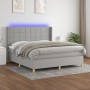 Box spring bed mattress and LED lights light gray fabric 180x200 cm by vidaXL, Beds and slatted bases - Ref: Foro24-3138893, ...