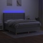 Box spring bed mattress and LED lights light gray fabric 180x200 cm by vidaXL, Beds and slatted bases - Ref: Foro24-3138893, ...