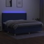 Boxspringbettmatratze und LED-Leuchten aus blauem Stoff 200x200 cm von vidaXL, Betten und Lattenroste - Ref: Foro24-3138747, ...