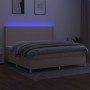 Box spring bed mattress and LED lights cream fabric 200x200 cm by vidaXL, Beds and slatted bases - Ref: Foro24-3138746, Price...