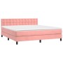 Cama box spring colchón y LED terciopelo rosa 160x200 cm de vidaXL, Camas y somieres - Ref: Foro24-3134656, Precio: 506,77 €,...