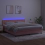 Box spring bed with mattress and LED pink velvet 160x200 cm by vidaXL, Beds and slatted bases - Ref: Foro24-3134656, Price: 5...