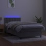 Box spring bed with mattress and LED light gray velvet 80x200 cm by vidaXL, Beds and slatted bases - Ref: Foro24-3134609, Pri...