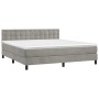 Cama box spring colchón y LED terciopelo gris claro 160x200 cm de vidaXL, Camas y somieres - Ref: Foro24-3134651, Precio: 504...