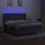 Box spring bed mattress and LED lights dark gray fabric 180x200 cm by vidaXL, Beds and slatted bases - Ref: Foro24-3138174, P...