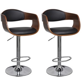 Kitchen stools 2 units curved wood synthetic leather by vidaXL, Kitchen stools - Ref: Foro24-270549, Price: 240,16 €, Discoun...